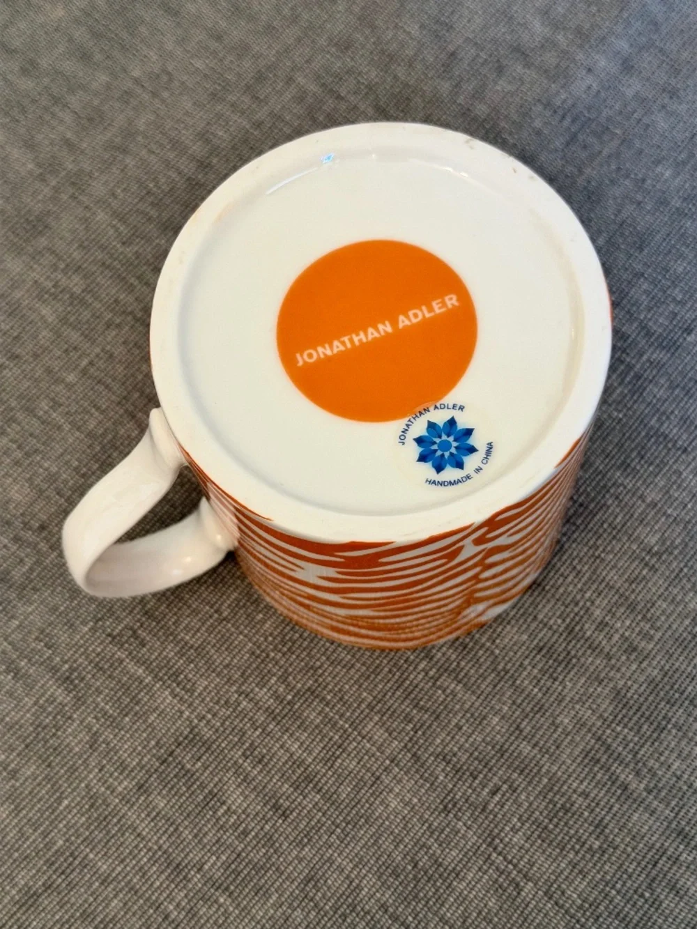 Jonathan Adler Orange Zebra Stripe Coffee Mug 12oz